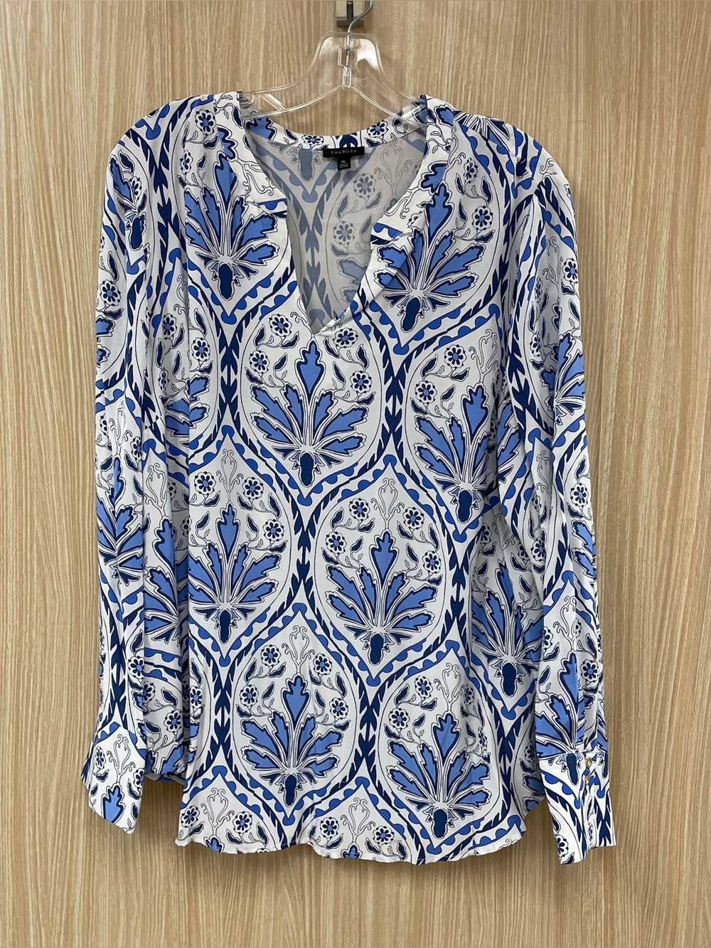 Talbots White Print Top Size XL